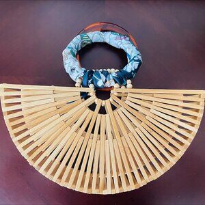 Bamboo Handbag with Acrylic Handles and Removable Twilly